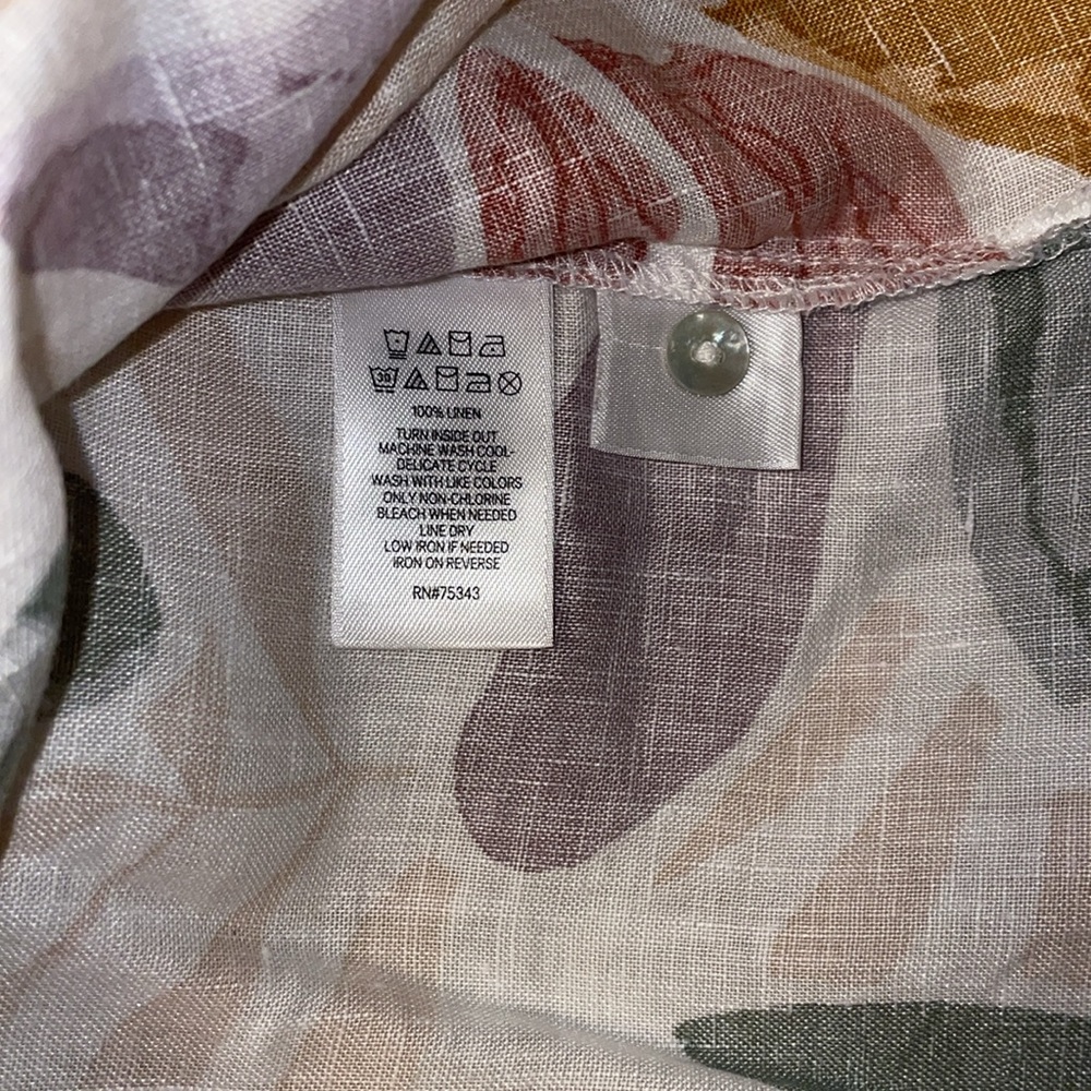 Beautiful Earth toned Nicole Miller 100% Linen Shirt XS - Picture 7 of 9